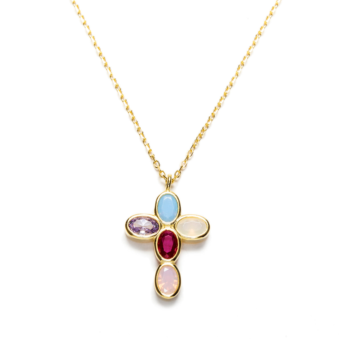 MULTICOLOR CROSS NECKLACE